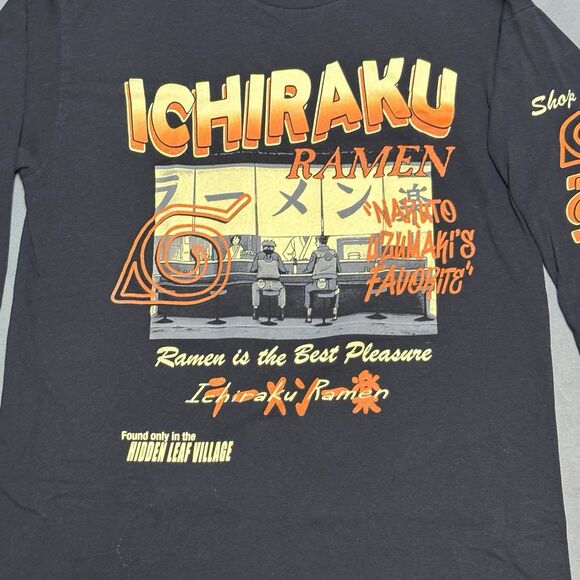 Naruto Shippuden Shirt Men Medium Long Sleeve - Ichiraku Ramen Shop Counter Logo - Picture 2 of 8